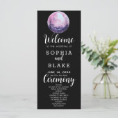Boho Pink & White Full Moon Black Wedding Programm (Stehend Vorderseite)
