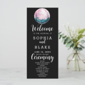 Boho Pink & White Full Moon Black Wedding Programm (Stehend Vorderseite)