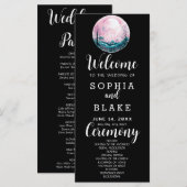 Boho Pink & White Full Moon Black Wedding Programm (Vorne/Hinten)