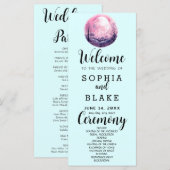 Boho Pink & White Full Moon Blue Wedding Programm (Vorne/Hinten)