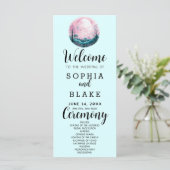 Boho Pink & White Full Moon Blue Wedding Programm (Stehend Vorderseite)