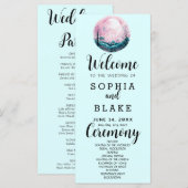 Boho Pink & White Full Moon Blue Wedding Programm (Vorne/Hinten)