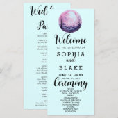 Boho Pink & White Full Moon Blue Wedding Programm (Vorne/Hinten)