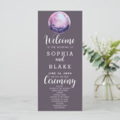 Boho Pink & White Full Moon Gray Wedding Programm (Stehend Vorderseite)
