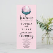 Boho Pink & White Full Moon Pink Wedding Programm (Stehend Vorderseite)