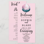 Boho Pink & White Full Moon Pink Wedding Programm (Vorne/Hinten)