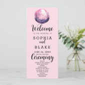 Boho Pink & White Full Moon Pink Wedding Programm (Stehend Vorderseite)