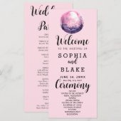 Boho Pink & White Full Moon Pink Wedding Programm (Vorne/Hinten)