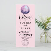 Boho Pink & White Full Moon Pink Wedding Programm (Stehend Vorderseite)