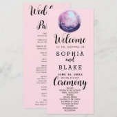 Boho Pink & White Full Moon Pink Wedding Programm (Vorne/Hinten)