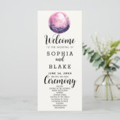 Boho Pink & White Full Moon White Wedding Programm (Stehend Vorderseite)