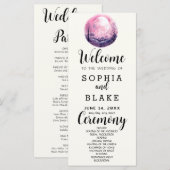 Boho Pink & White Full Moon White Wedding Programm (Vorne/Hinten)