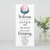 Boho Pink & White Full Moon White Wedding Programm (Stehend Vorderseite)