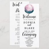 Boho Pink & White Full Moon White Wedding Programm (Vorne/Hinten)