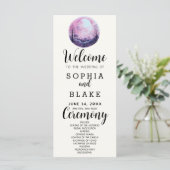Boho Pink & White Full Moon White Wedding Programm (Stehend Vorderseite)