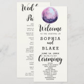 Boho Pink & White Full Moon White Wedding Programm (Vorne/Hinten)