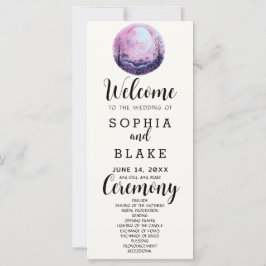 Boho Pink & White Full Moon White Wedding Programm