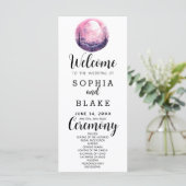 Boho Pink & White Full Moon White Wedding Programm (Stehend Vorderseite)
