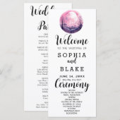 Boho Pink & White Full Moon White Wedding Programm (Vorne/Hinten)