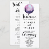 Boho Pink & White Full Moon White Wedding Programm (Vorne/Hinten)