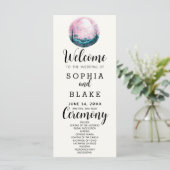 Boho Pink & White Full Moon White Wedding Programm (Stehend Vorderseite)