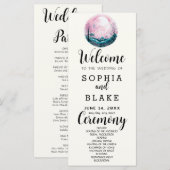 Boho Pink & White Full Moon White Wedding Programm (Vorne/Hinten)