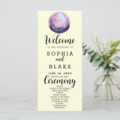 Boho Pink & White Full Moon Yellow Wedding Program (Stehend Vorderseite)
