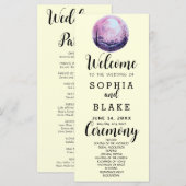 Boho Pink & White Full Moon Yellow Wedding Program (Vorne/Hinten)