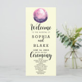 Boho Pink & White Full Moon Yellow Wedding Program (Stehend Vorderseite)