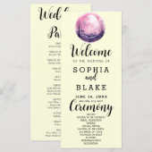 Boho Pink & White Full Moon Yellow Wedding Program (Vorne/Hinten)