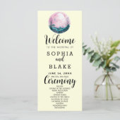 Boho Pink & White Full Moon Yellow Wedding Program (Stehend Vorderseite)
