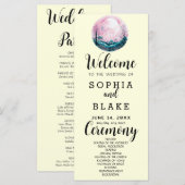 Boho Pink & White Full Moon Yellow Wedding Program (Vorne/Hinten)