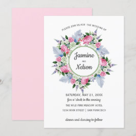 Boho Pink White Lavender Blume Rahmen Hochzeit Einladung