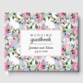 Boho Pink White Wedding Personalisierte Blume Gästebuch (Vorderseite)