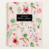 Boho Pink Wild Blume Pattern | Planer (Vorderseite)