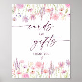 Boho Pink Wildblume Karten und Geschenke Geburtsta Poster (Vorne)