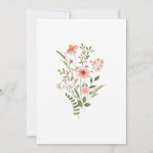 Boho Pink Wildblume Kinderdusche Einladung (Rückseite)