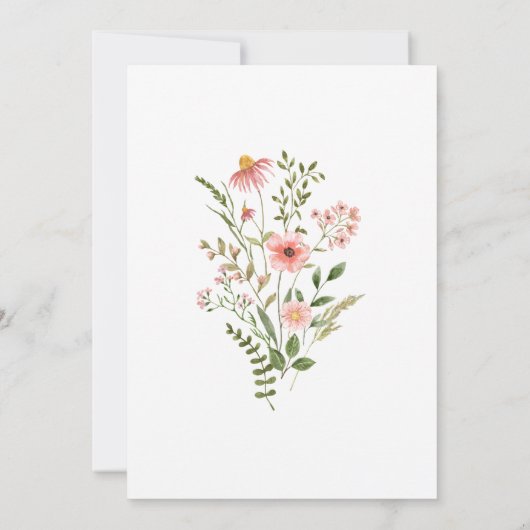 Boho Pink Wildblume Kinderdusche Einladung (Rückseite)