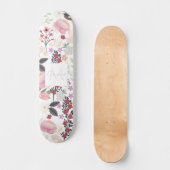 Boho Pink Wildblumen Blumenbilder Skateboard (Vorderseite)