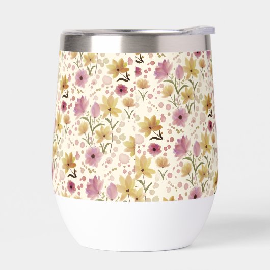 Boho Pink Wildblumen Wasserfarbe  (Links)