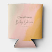 Boho Pink Yellow Script Custom Baby Dusche Dosenkühler (Vorderseite)