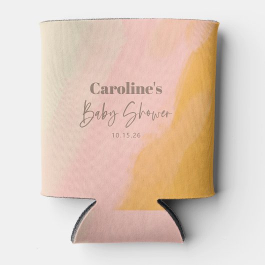 Boho Pink Yellow Script Custom Baby Dusche Dosenkühler (Vorderseite)