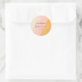 Boho Pink Yellow Script Custom Baby Dusche Runder Aufkleber (Tasche)