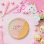 Boho Pink Yellow Script Custom Baby Shower   Pappteller (Party)