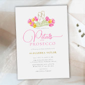 Boho Pink Yellow Tulip Gold Petals Prosecco Bridal Einladung