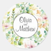 Boho pinkgrüne botanische Wildblumen Runder Aufkleber (Vorderseite)