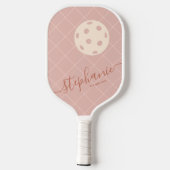 Boho Pinks Trendy Elegantes Skript individuell ang Pickleball Schläger (Rückseite)
