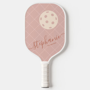 Boho Pinks Trendy Elegantes Skript individuell ang Pickleball Schläger