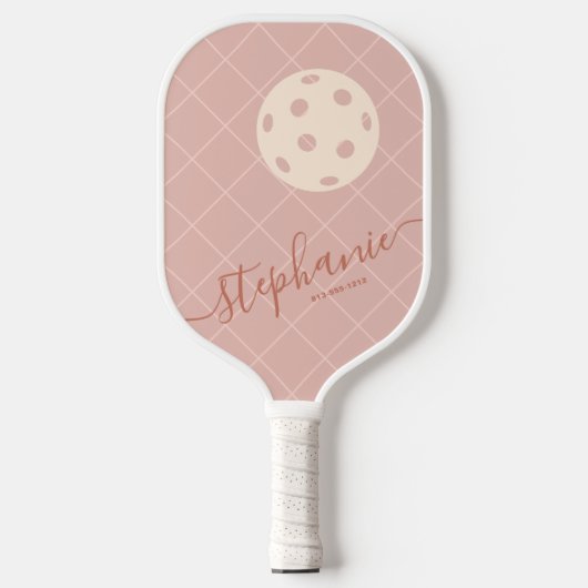 Boho Pinks Trendy Elegantes Skript individuell ang Pickleball Schläger (Vorderseite)