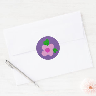 Boho Pinky Blume Round Party Sticker